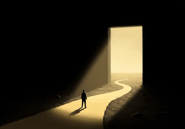 شخص يجد الضوء، يرمز إلى طريق التعافي