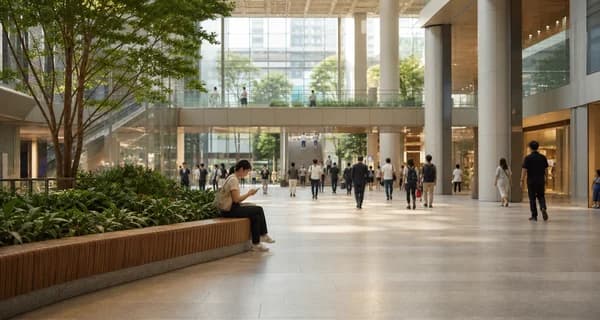 Calm public place with room to pause