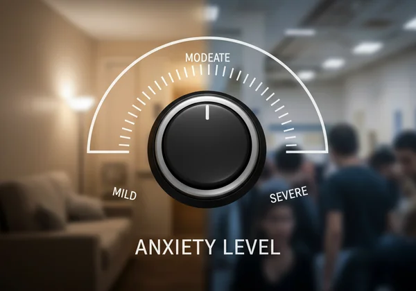 Conceptual image of an anxiety dimmer dial for agoraphobia.