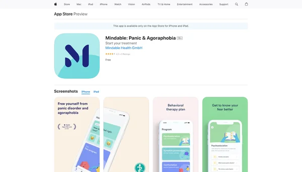 Mindable: Hoảng loạn & Agoraphobia (iOS)